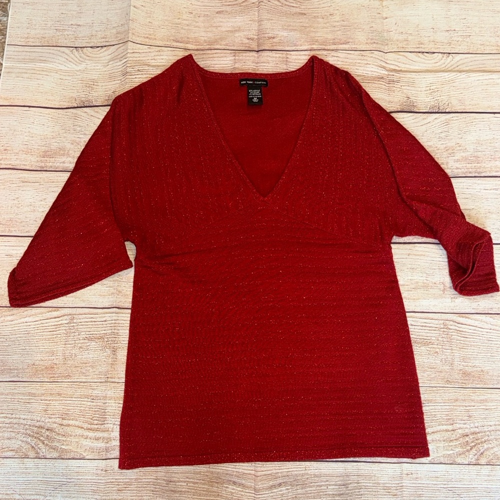 New York & Company Red Sweater Size M